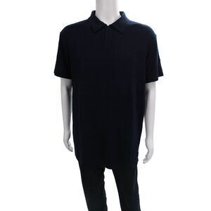 Armani Collezioni Mens Polo Blue Cotton Blend Collared Short Sleeve Size 2XL